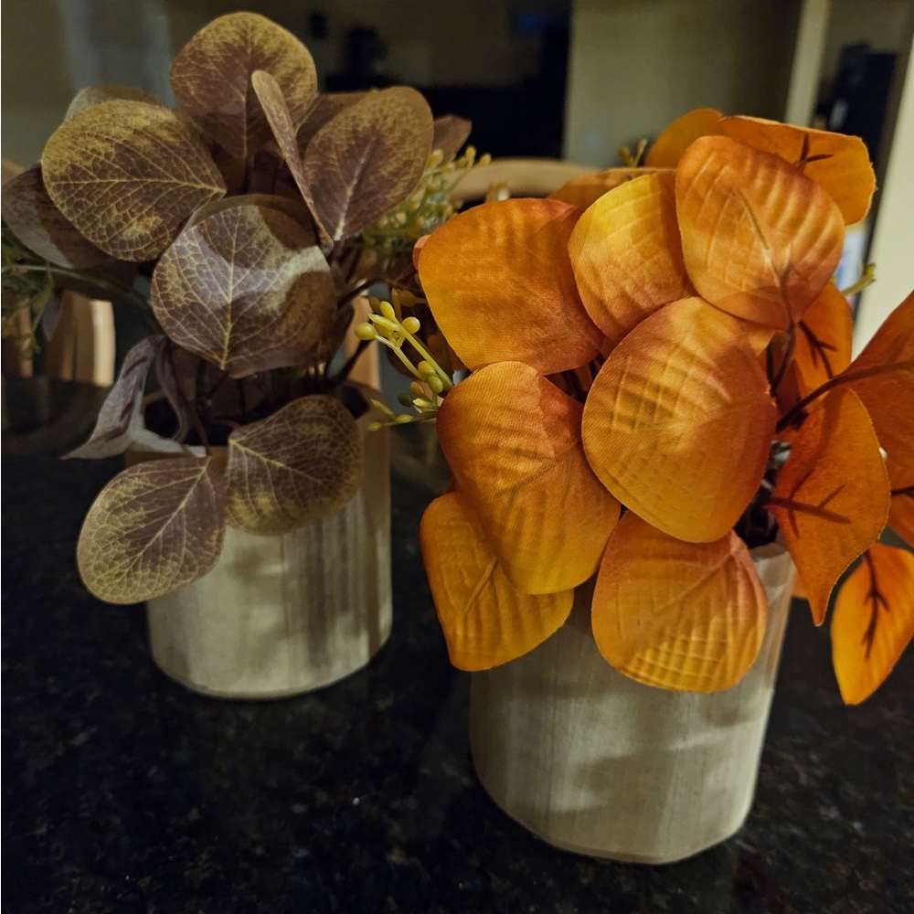 Autumn Leaf Arrangement in Ceramic Vase